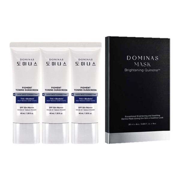 기미케어 톤업 트라넥삼산 선크림 40ml 3개+마스크팩 4매