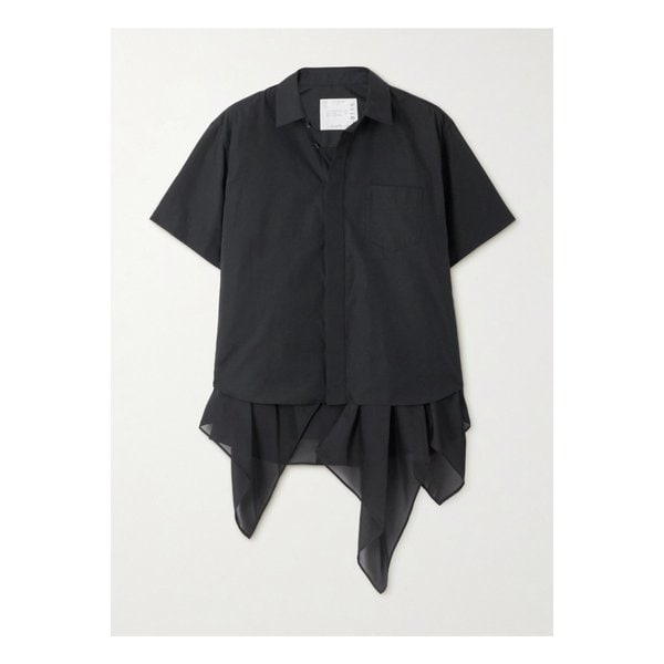 시폰 트리밍 포플린 셔츠 블랙 46376663162908254