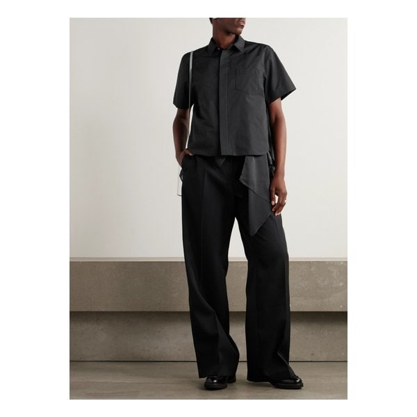 시폰 트리밍 포플린 셔츠 블랙 46376663162908254