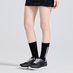 유니 로고 디테일 쿠션 중목 양말 블랙