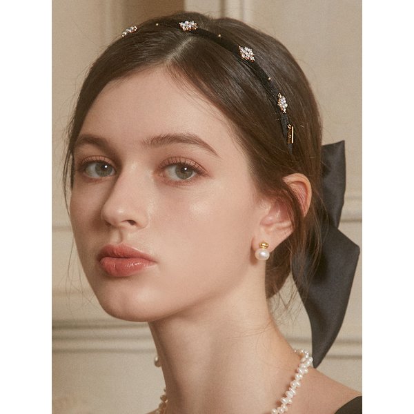 다이아 쉐입 크리스탈 벨벳 헤어밴드 JC035HB