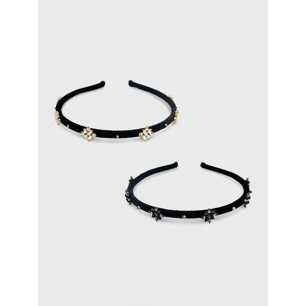 다이아 쉐입 크리스탈 벨벳 헤어밴드 JC035HB