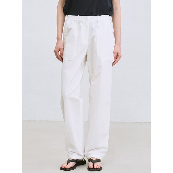 cotton pocket drawstring pants (white)