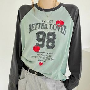 베러레터링 래글런배색 라운드박스 긴팔롱티셔츠 가을데일리 루즈핏 빅사이즈 .._P435171319