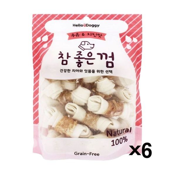 참좋은껌 치킨 우유껌 애견껌 치석제거 우피껌 15p X6