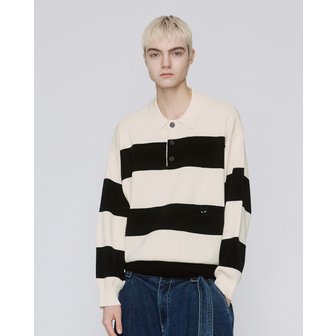 송지오 [파주점] 옴므 부클 스트라이프 카라 니트  SG2KT807IV