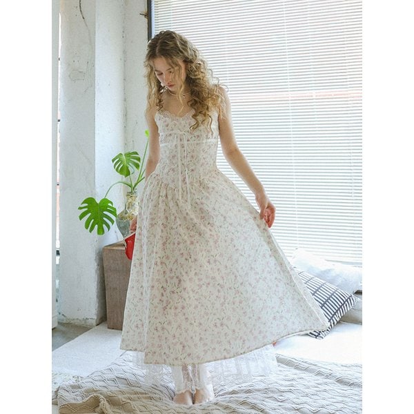 LB_Garden bloom lace ribbon dress_PINK