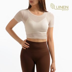 시스루 린넨티 슬림 크롭탑 쫄티 요가복 zy509