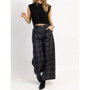 5044362 Fore Francoise Plaid Trouser Pant In Charcoal