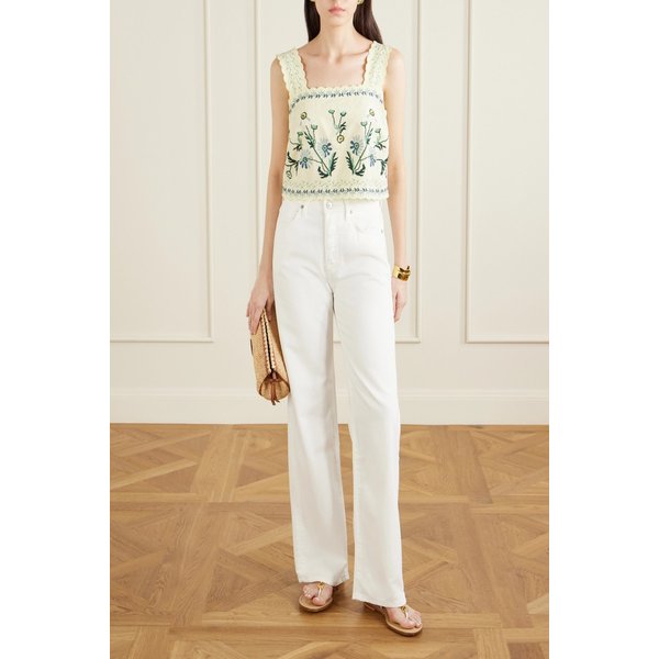 오드라 스칼럽 자수 코튼 리넨 블렌드 탑 46376663163017750