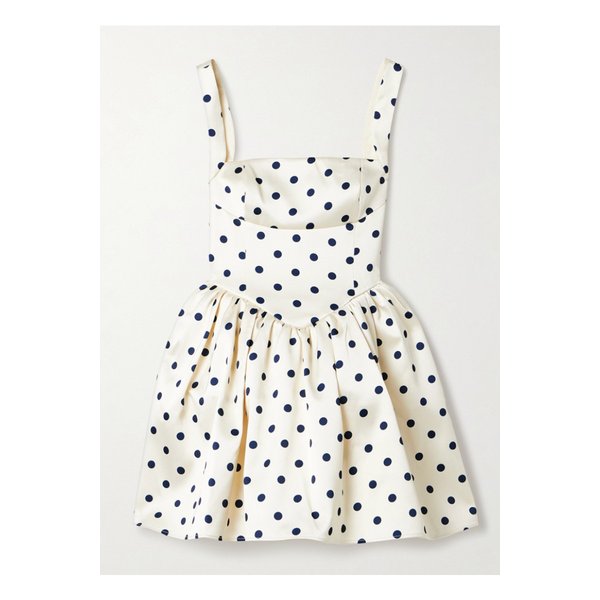 플리츠 폴카 도트 더치스 새틴 미니 드레스 크림 1647597358037068