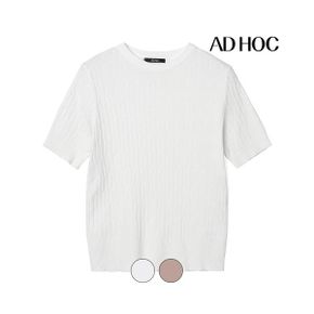 여성 케이블 반팔 라운드넥 니트 HC4SKC1 _P424149866