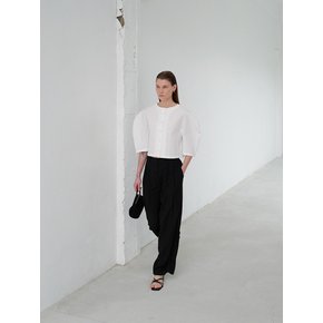 Cotton seersucker volume Blouse _white