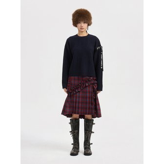럭키슈에뜨 Check Wrinkle Midi Skirt (red) LFKAW25410REX