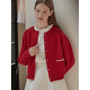 Lace detail cardigan - Red