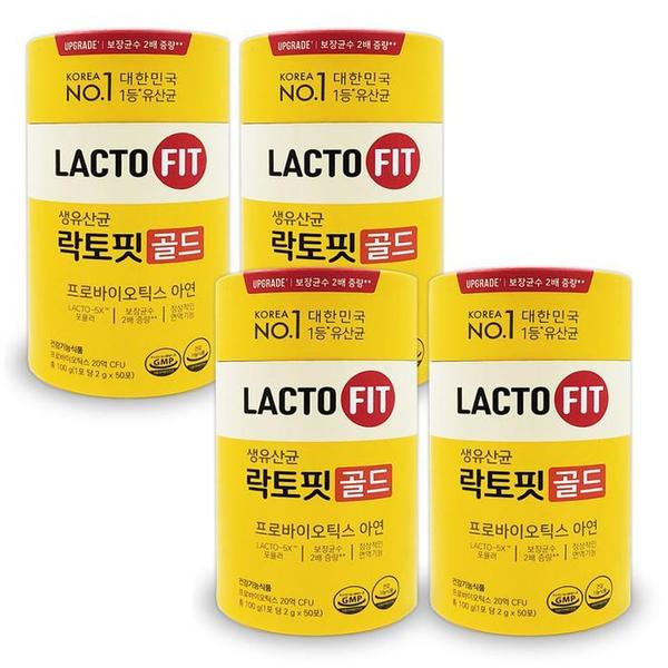 락토핏 생유산균 골드 2g x 50포 4통 장건강 프로바이오틱스 아연 D (S36181628)