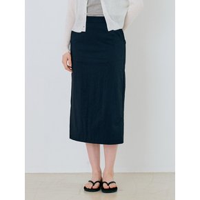 Classic Nylon Pencil Midi Skirt - Navy