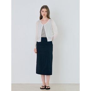 Classic Nylon Pencil Midi Skirt - Navy