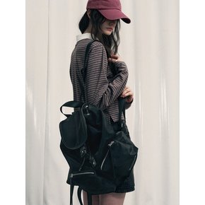 글로시 나일론 버킷 백팩 [BLACK]