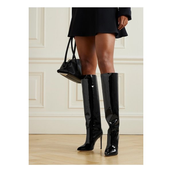 페이턴트 가죽 니 부츠 블랙 46376663162897544