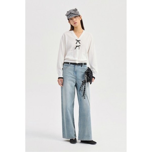 Ribbon Point Knit Cardigan (white) LFWCM26400WHX