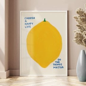 일러스트 레몬 그림 인테리어 포스터 해피라이프