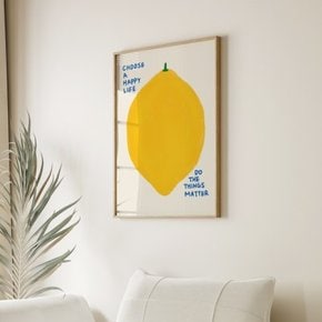 일러스트 레몬 그림 인테리어 포스터 해피라이프