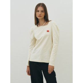 Square-neck volume sleeve t-shirts (ivory)