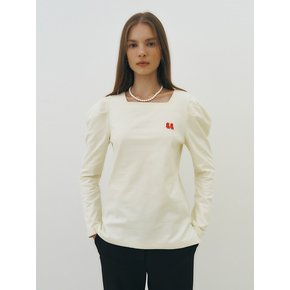 Square-neck volume sleeve t-shirts (ivory)