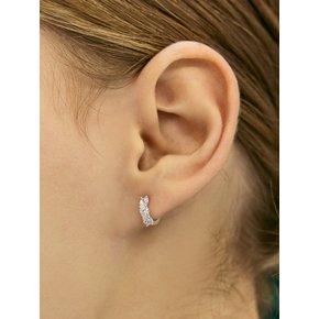 [진주귀걸이 2종 증정] Clear three round hoop earring