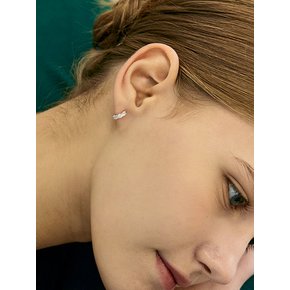 [진주귀걸이 2종 증정] Clear three round hoop earring