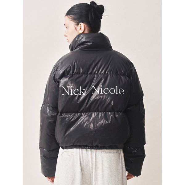 NICOLE GLOSSY SHORT PUFFER PADDING_BLACK