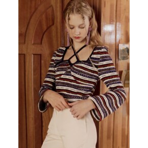 Strappy halter neck Knit (Purple)