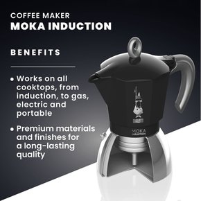 Bialetti New Moka IH 커피 메이커 모카 포트, 알루미늄, 블랙 : 이탈리아, 4 컵 200ml