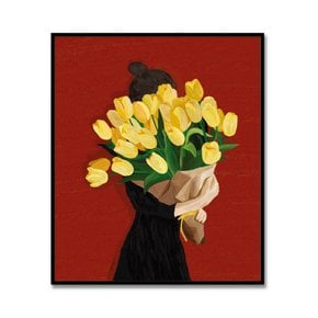 [무케] 엘디프_Woman with tulips_진순_50x59.4_원목 액자