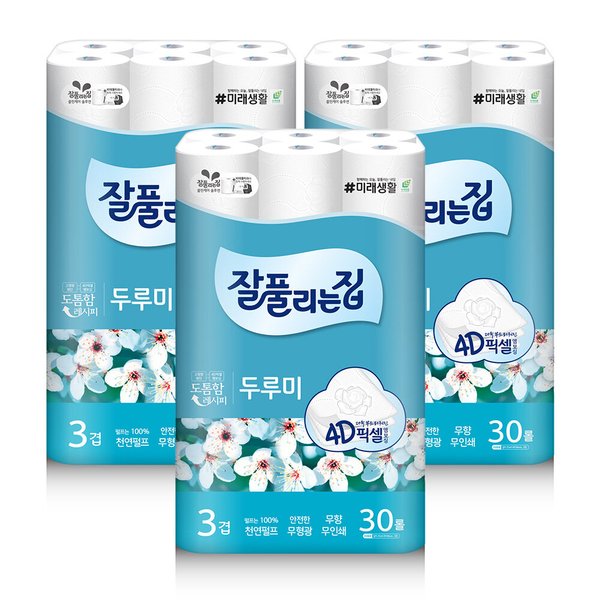 잘풀리는집 두루미 화장지 세트 (90롤, 천연펄프)
