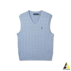 POLO RALPH LAUREN 케이블 니트 코튼 스웨터 베스트 - 블루