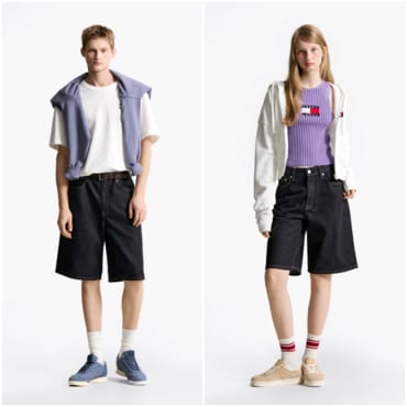 타미진스 공용 배기 5 포켓 데님 쇼츠 T32F6NEQ11TML1 TOMMY JEANS