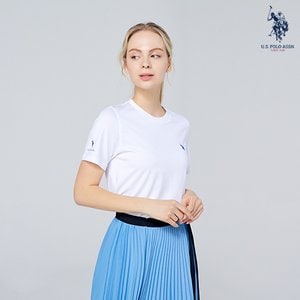 유에스폴로 [U.S. POLO ASSN.] SS 여성 화이트라벨 PIMA COTTON 라운드 티셔츠_WHITE