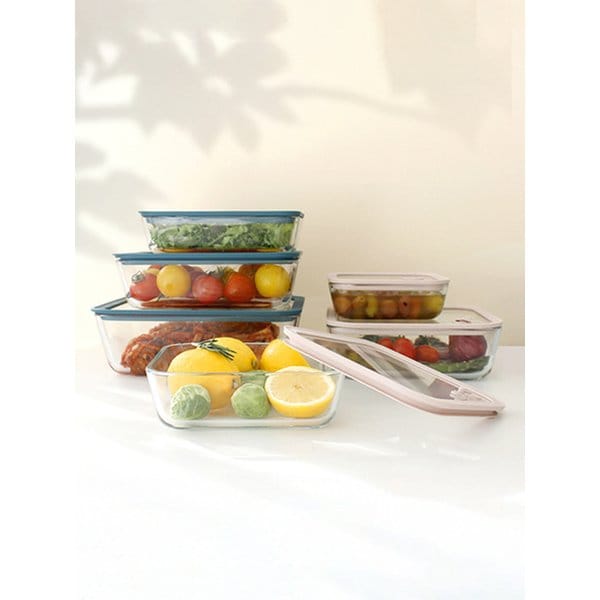 브리드 새지 않는 유리 밀폐용기 사각 6종 전자렌지 오븐 냉동 가능