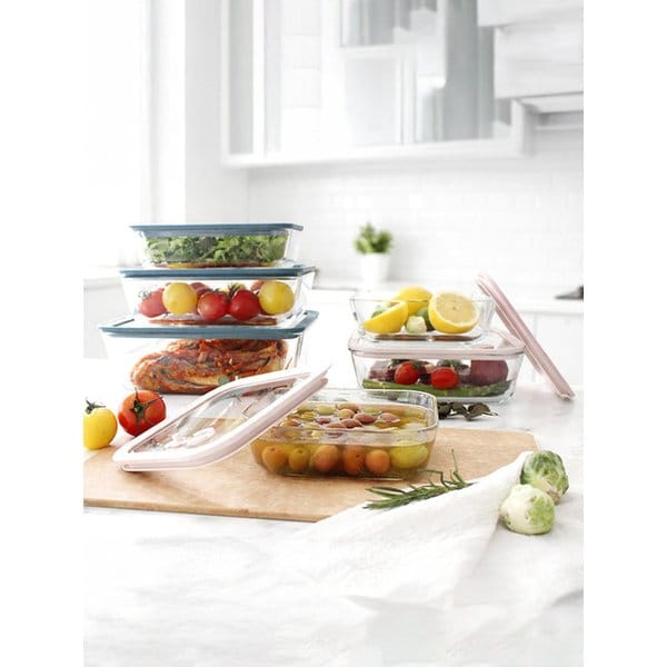 브리드 새지 않는 유리 밀폐용기 사각 6종 전자렌지 오븐 냉동 가능