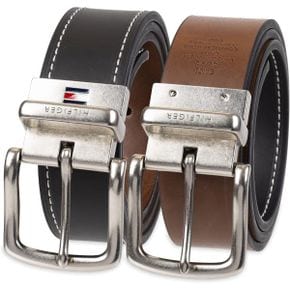 영국 타미힐피거 머플러 Tommy Hilfiger Men`s Reversible Belt Black/Brown Stitch Medium 1585