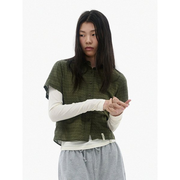 90s 숏슬리브 셔츠 (카키)