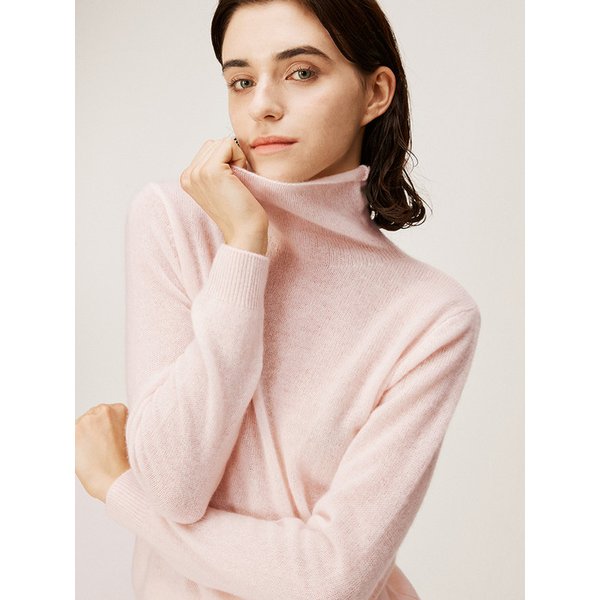 100% 캐시미어[Cashmere Class]Rollneck Loose  Pullover_Rosepink C43WPU007RP