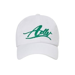 SCRIPT LOGO CHAIN EMBROIDERY WASHING BALL CAP WHITE-SC체인워싱 볼캡