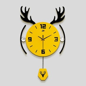 스윙 사슴 벽시계 벽걸이 인테리어 시계 원형대-7