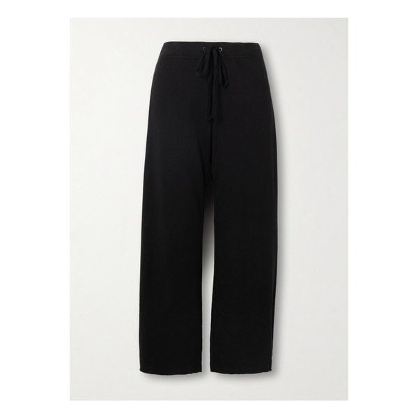 크롭 브러시드 테리 코튼 트랙 팬츠 블랙 46376663162884134