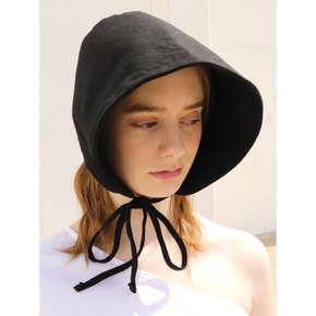 BLOSSOM LINEN BLACK BONNET HAT