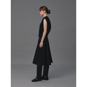 FLARE WOOL MIDI SKIRT (BLACK)