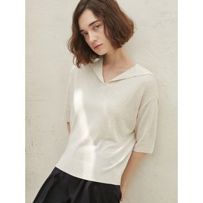 collar linen knit_IVORY